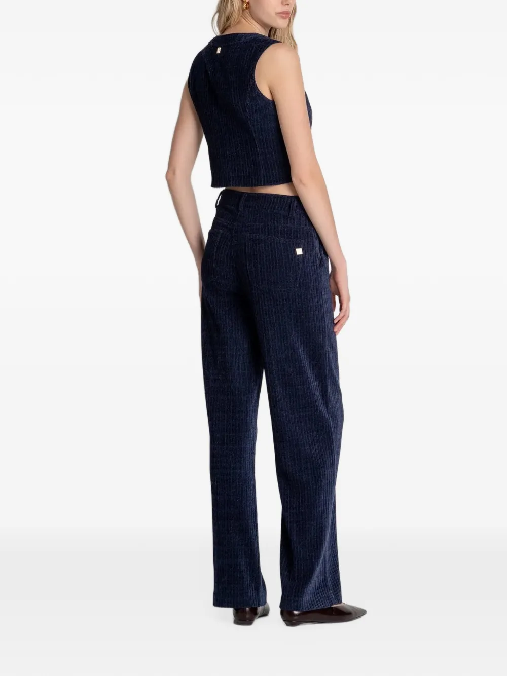 FRACOMINA corduroy-effect straight-leg trousers Blauw