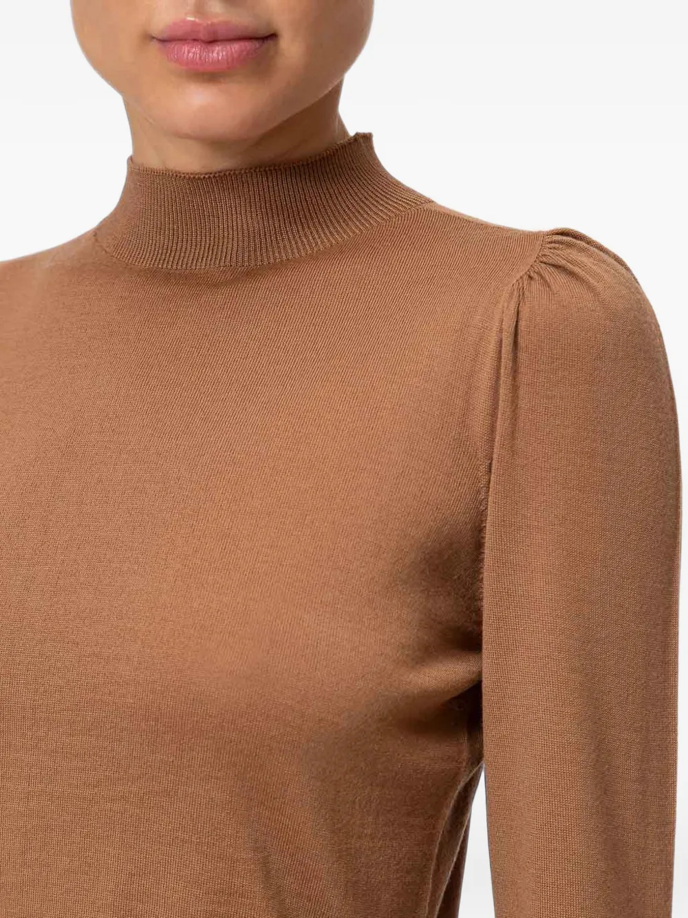 TWINSET puff-sleeve high-neck sweater Beige