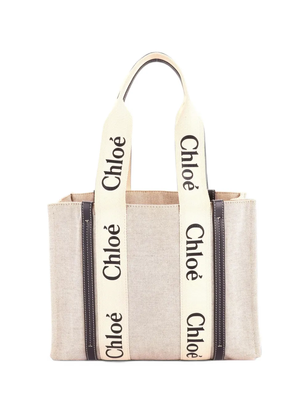 Chloé Pre-Owned Woody Canvas with Leather Medium tote bag - Nude