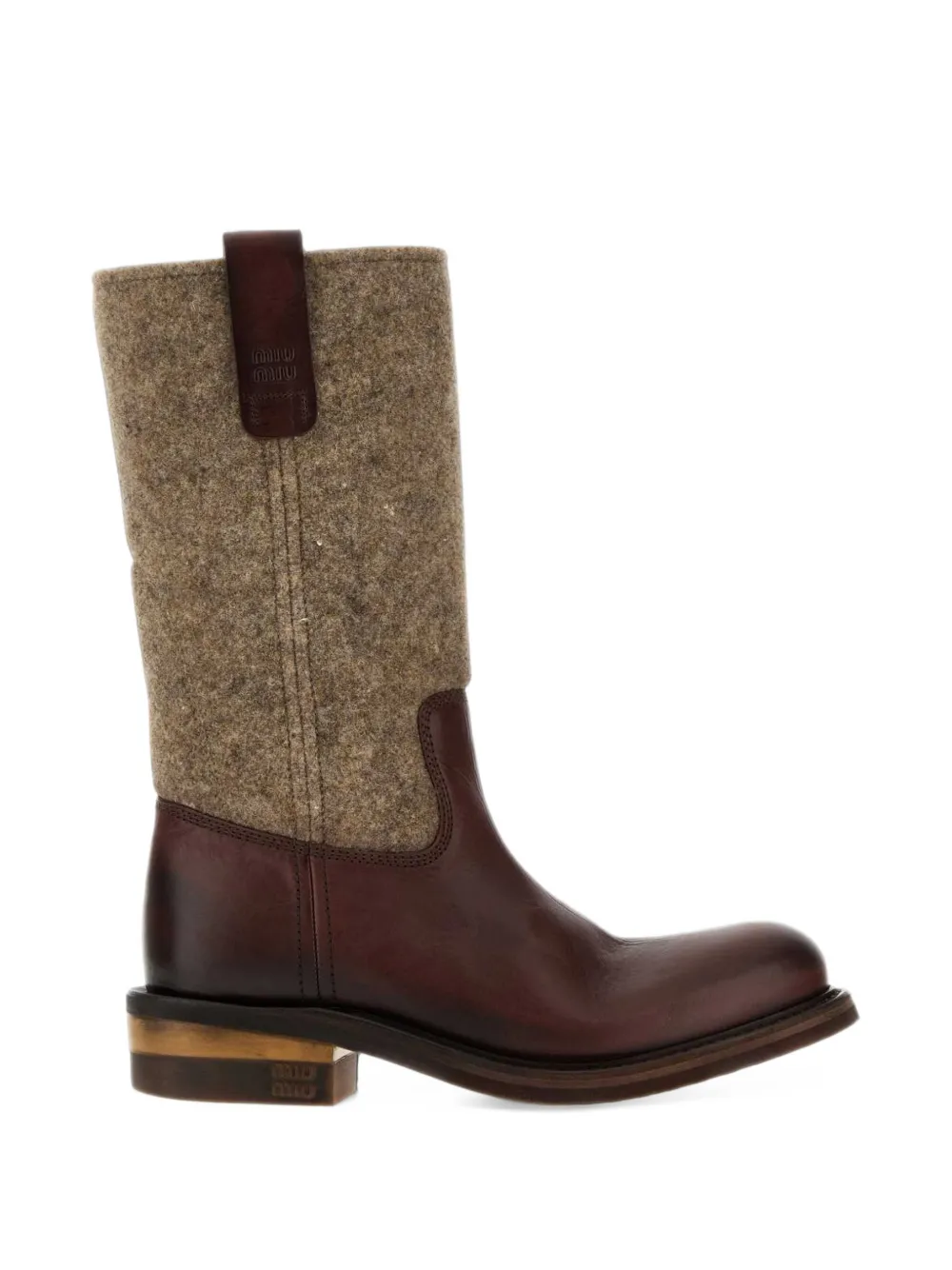 Miu Miu felt leather boots - Braun