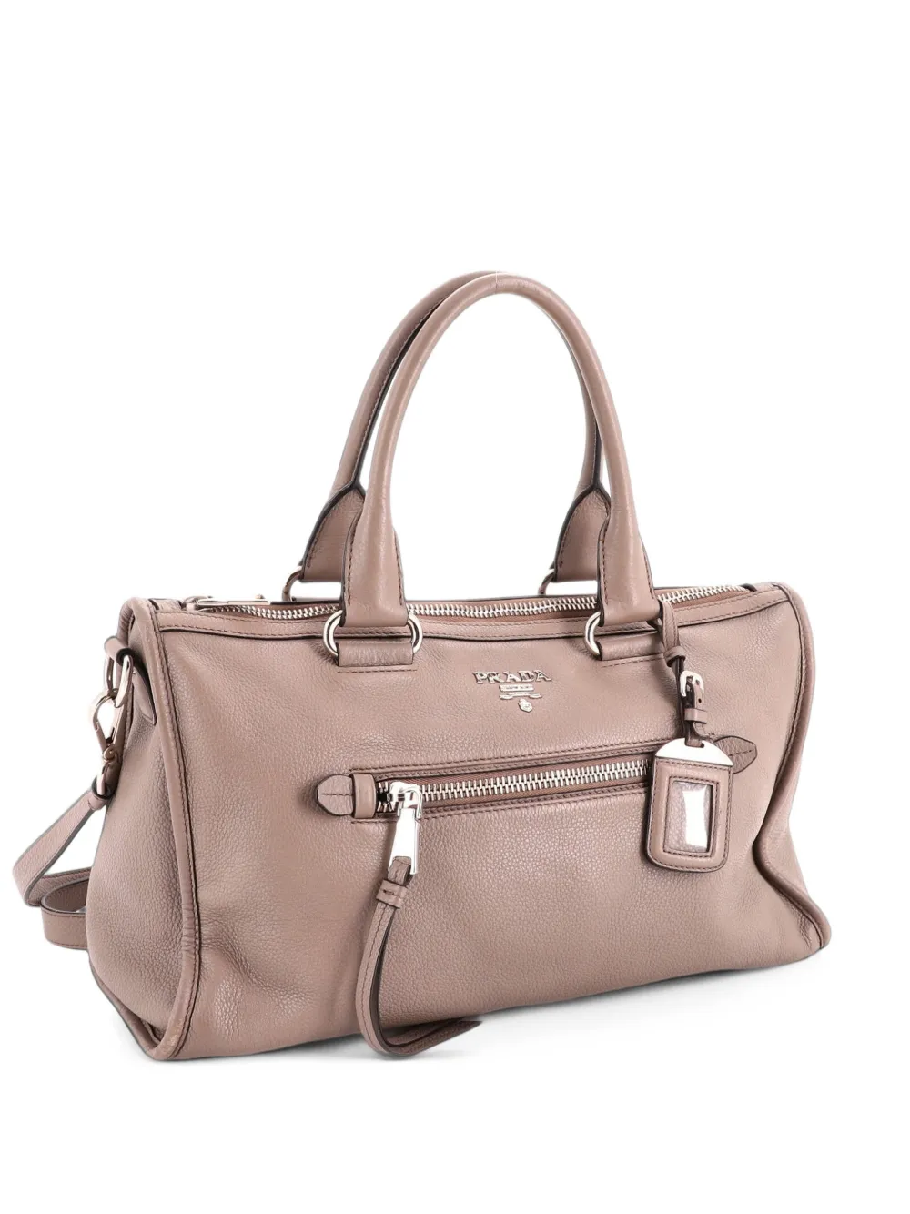 Prada Pre-Owned Front Zip Convertible Vitello Phenix Medium satchel - Grigio