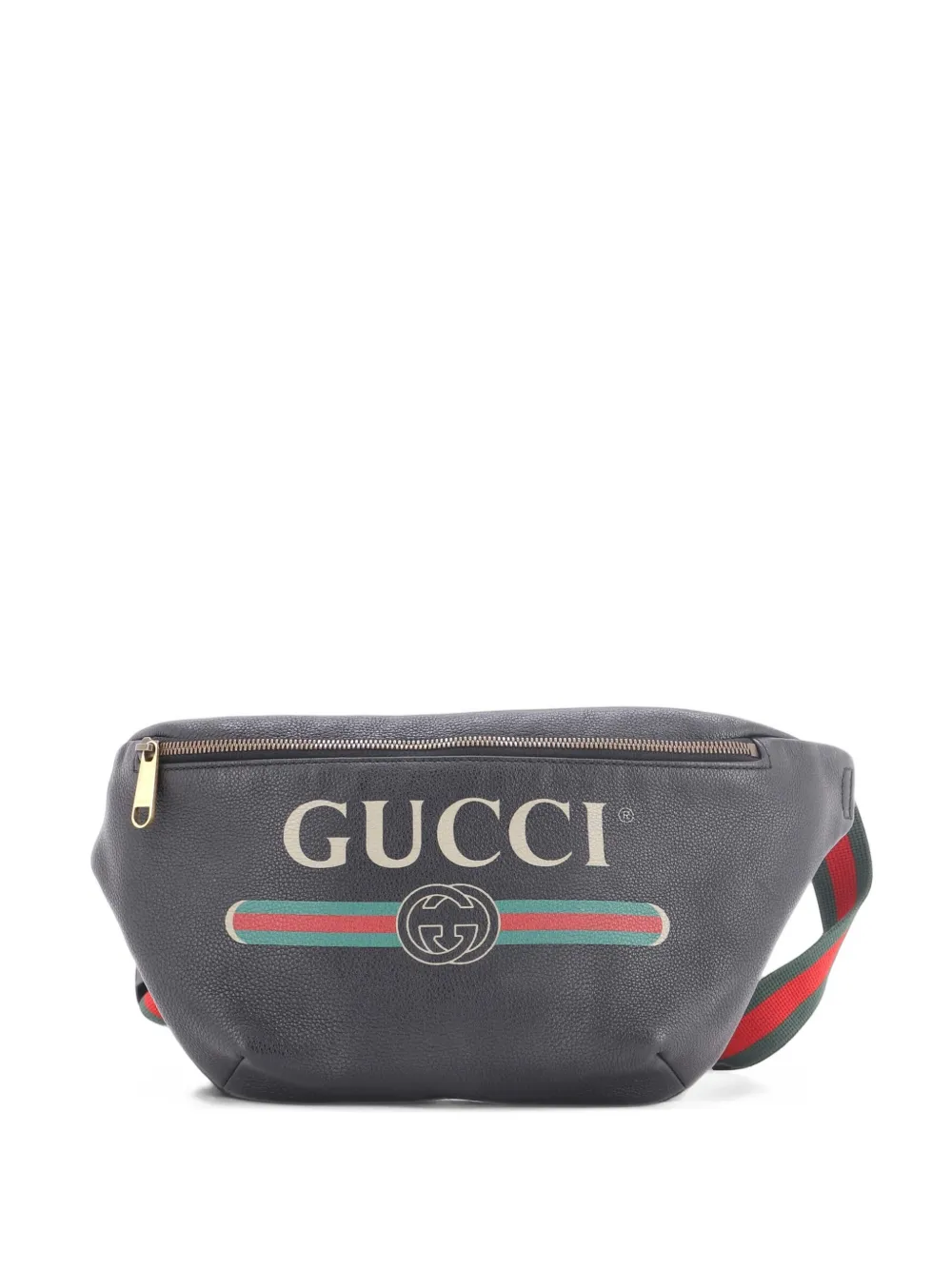 Gucci Pre-Owned Logo Printed Leather Medium belt bag - Nero
