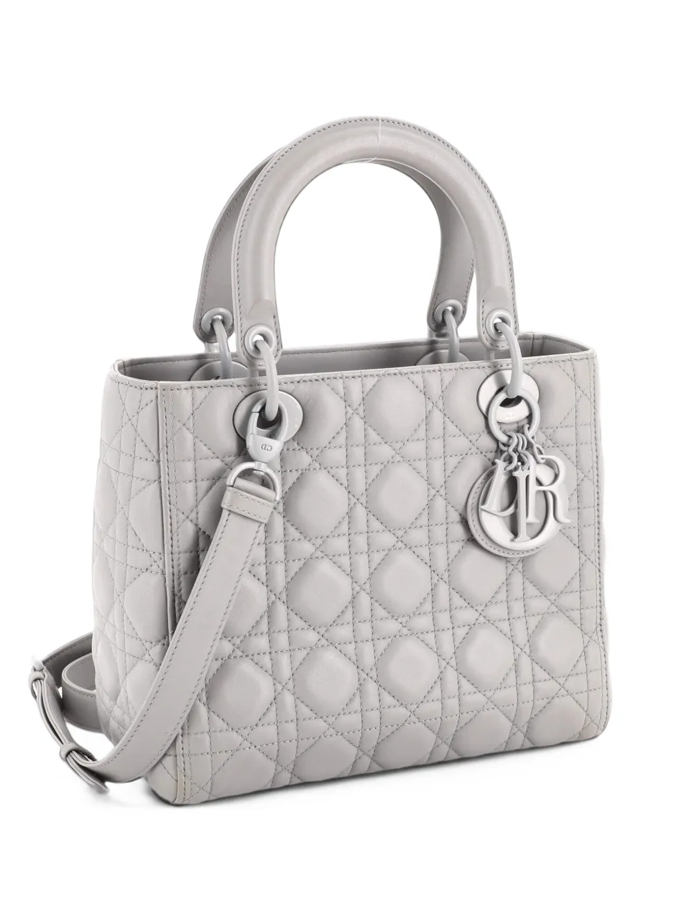 Christian Dior Pre-Owned Ultra Matte Lady Dior Bag Cannage Quilt Calfskin Medium satchel - Grey