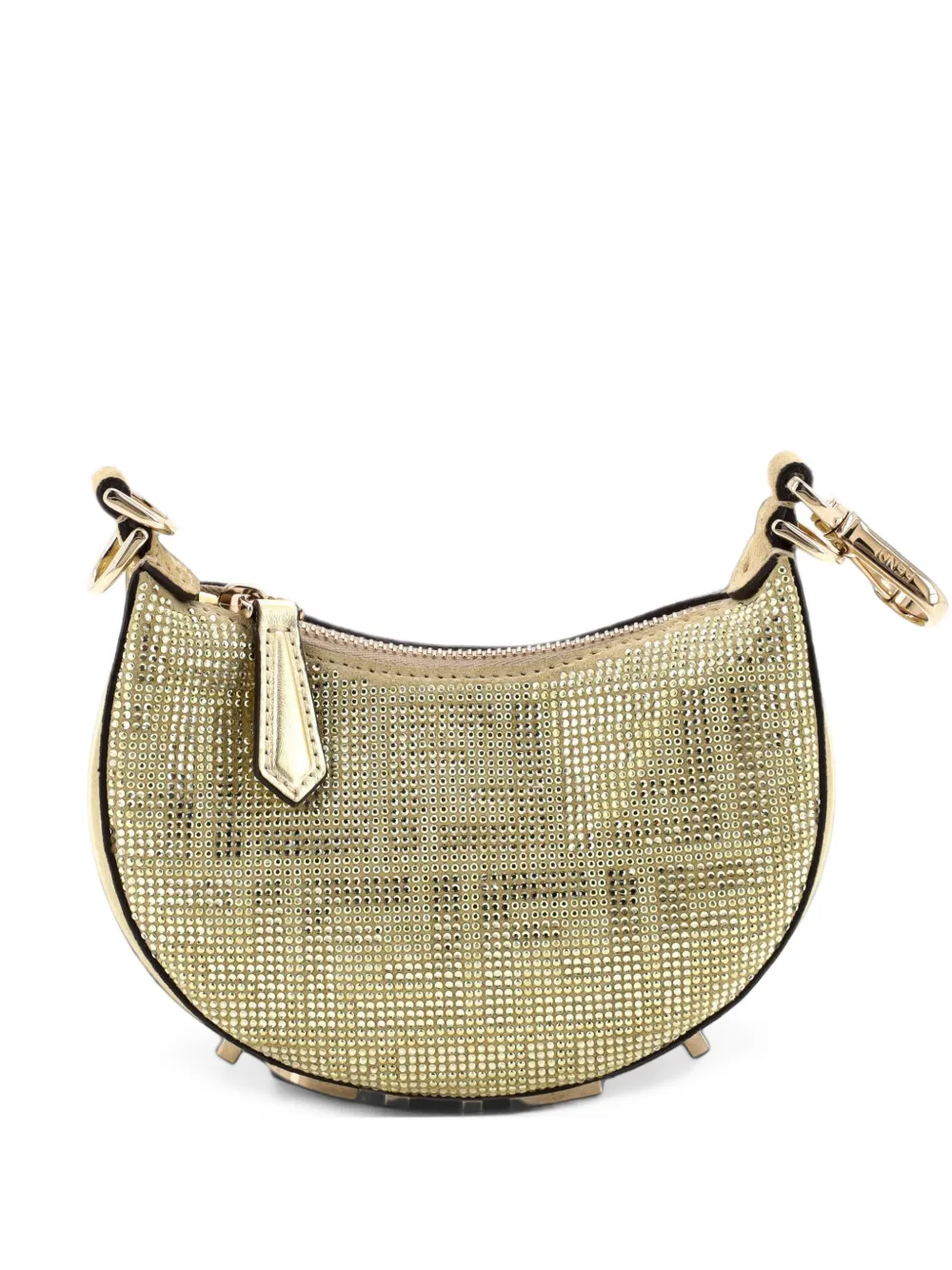 Fendi Pre-Owned Fendigraphy Bag Crystal Embellished Zucca Suede Nano crossbody bag - Gold