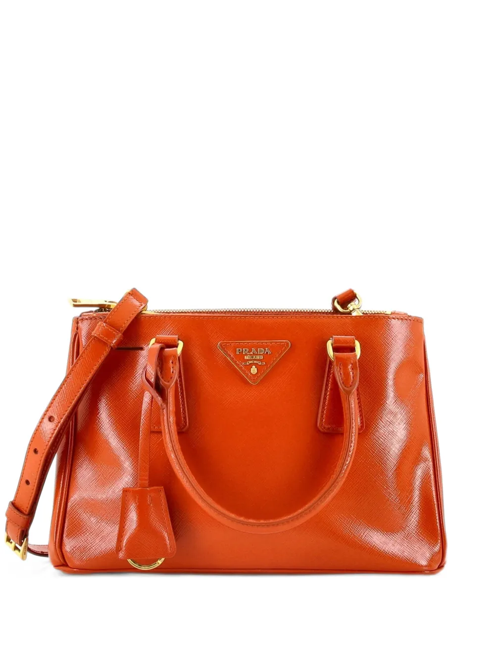 Prada Pre-Owned Double Zip Lux Vernice Saffiano Leather Mini tote bag - Arancione