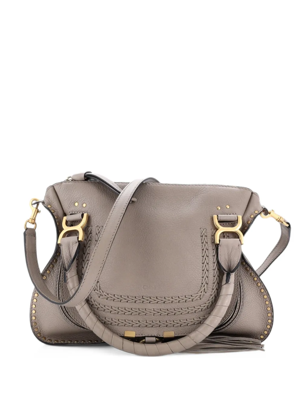 Chloé Pre-Owned Marcie Studded Leather Medium satchel - Nude