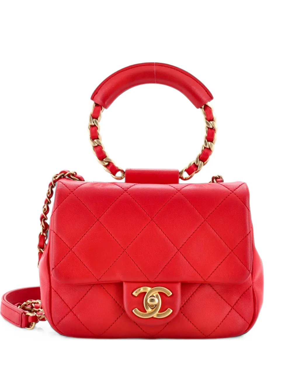 CHANEL Pre-Owned In The Loop Flap Bag Quilted Lambskin Small crossbody bag - Rot