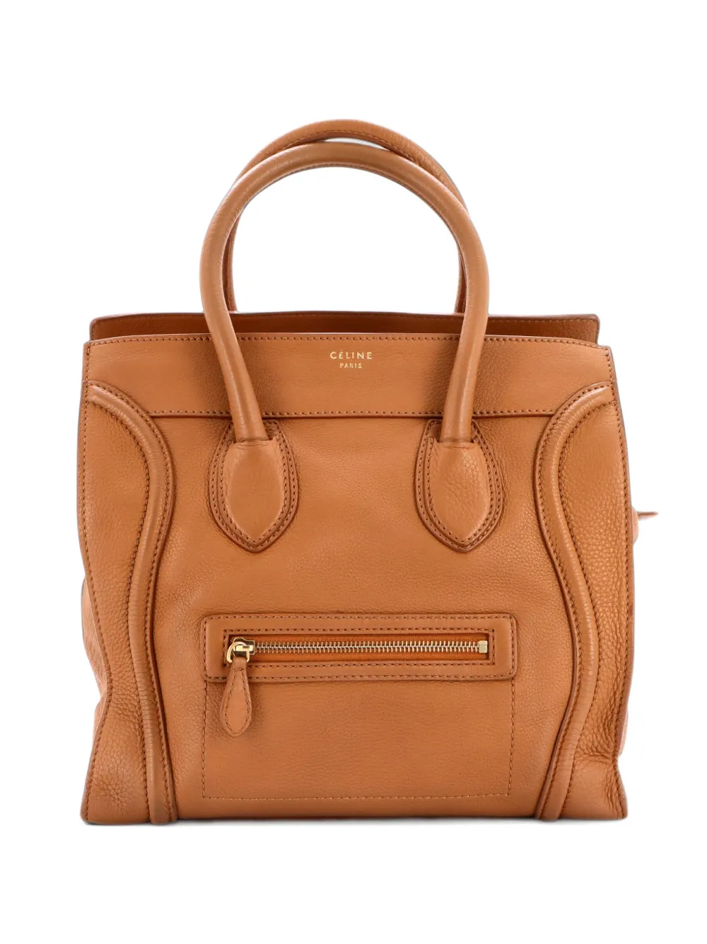 Celine Pre-Owned Luggage Bag Grainy Leather Mini tote bag in Brown