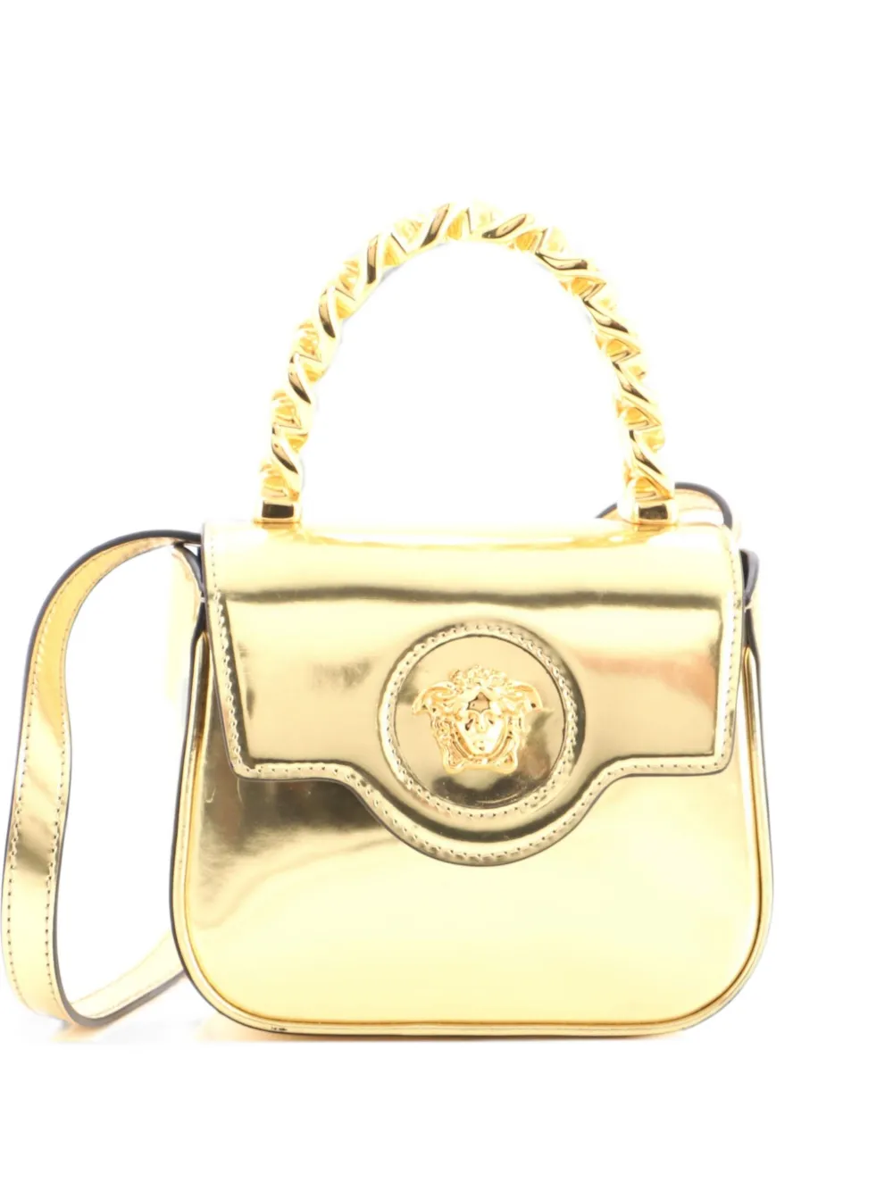 Versace Pre-Owned La Medusa Chain Handle Crossbody Bag Patent Mini satchel - Effetto metallizzato