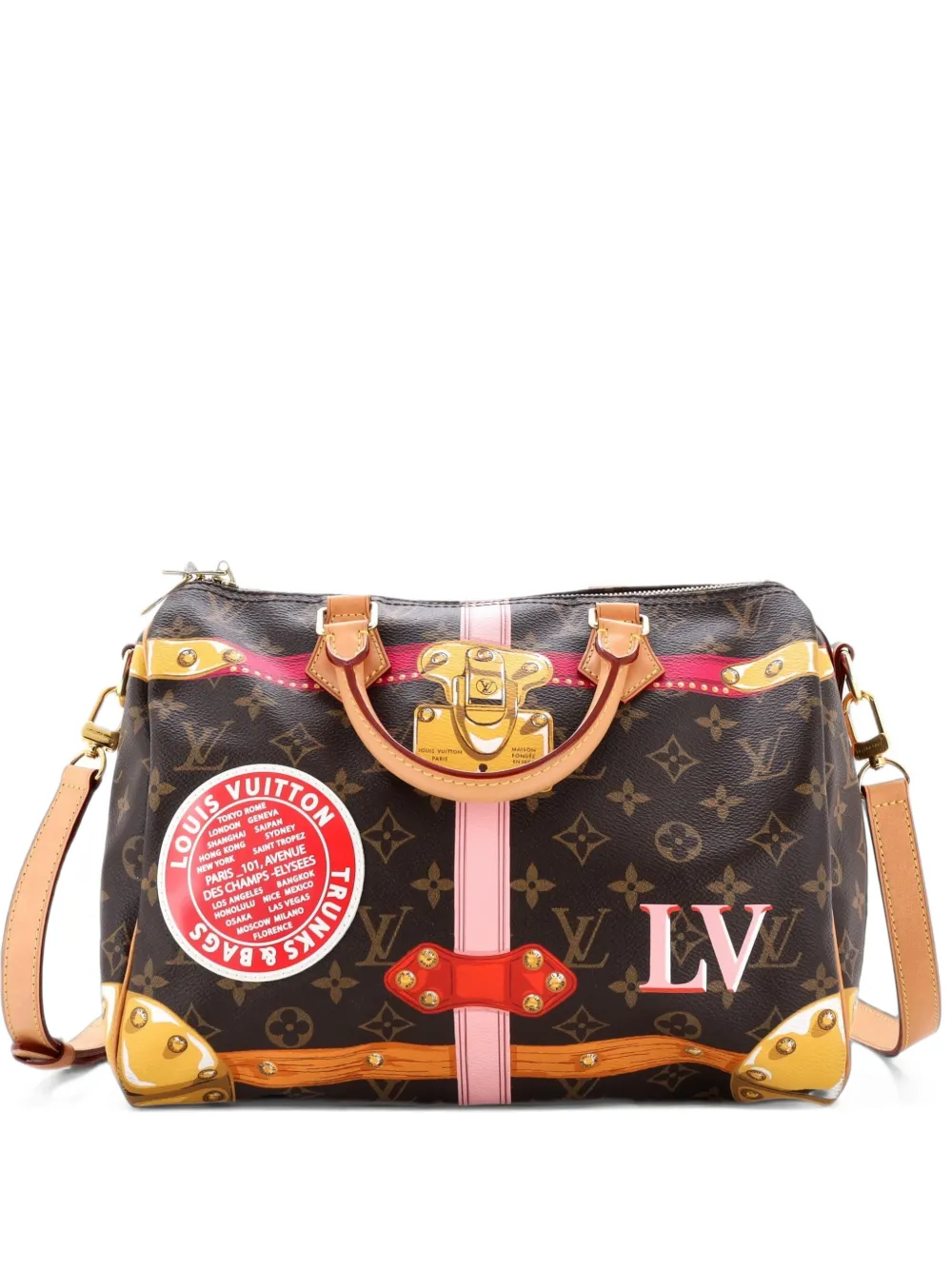 Louis Vuitton Pre-Owned Speedy Bandouliere Bag Limited Edition Summer Trunks Monogram Canvas 30 satchel - Marrone