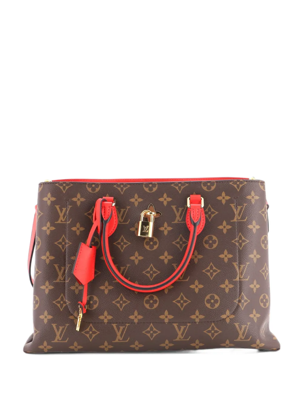Louis Vuitton Pre-Owned Flower Monogram Canvas with Leather tote bag - Red
