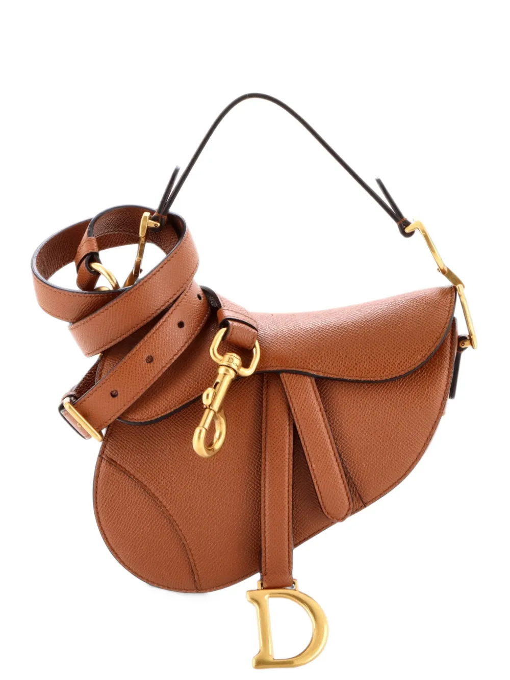 Christian Dior Pre-Owned Saddle Handbag with Strap Leather Mini shoulder bag - Marrone