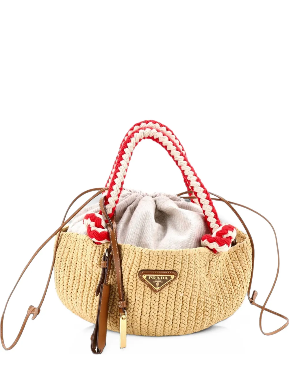 Prada Pre-Owned Basket Crochet Raffia Small tote bag - Toni neutri