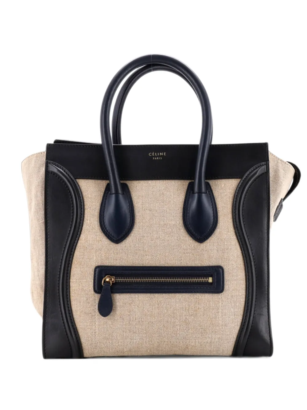 Celine Pre-Owned Luggage Bag Canvas and Leather Mini satchel in Black
