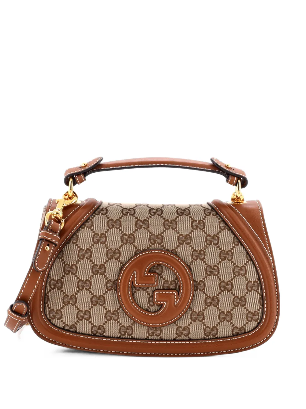 Gucci Pre-Owned Blondie NM Top Handle Bag GG Coated Canvas with Leather Medium shoulder bag - Marrone