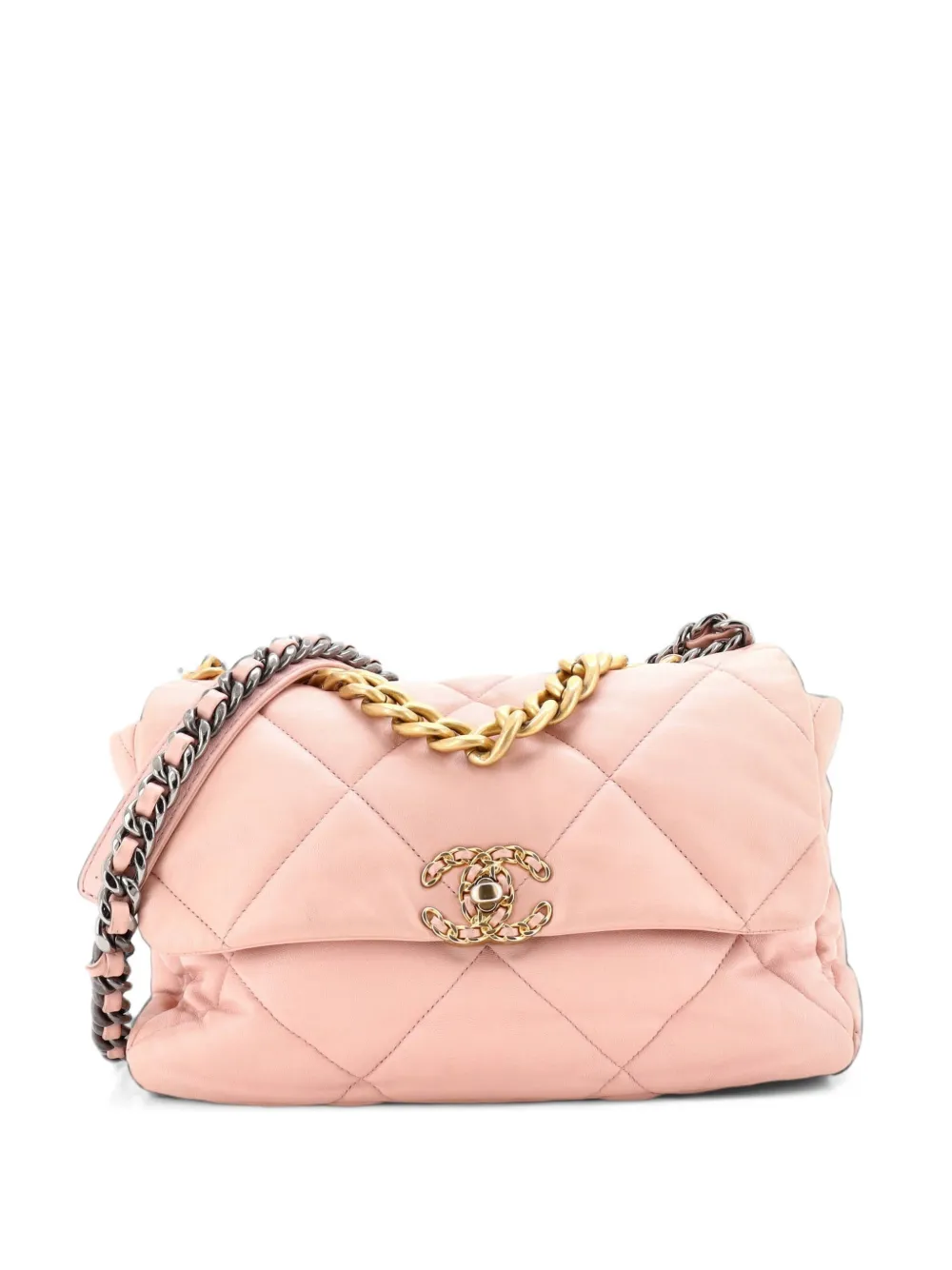CHANEL Pre-Owned 19 Flap Bag Quilted Leather Large crossbody bag - Rosa