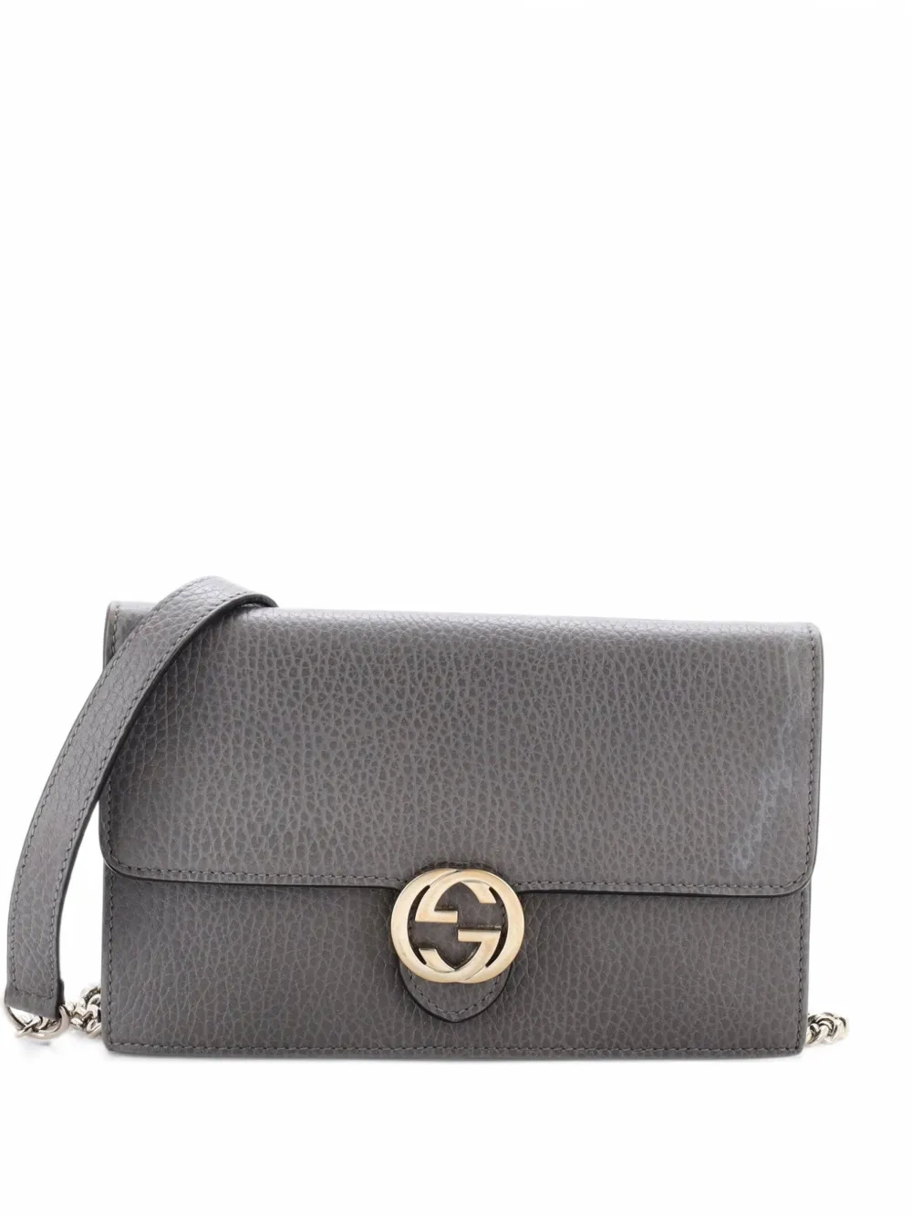 Gucci Pre-Owned Interlocking Wallet on Chain Leather crossbody bag - Grau