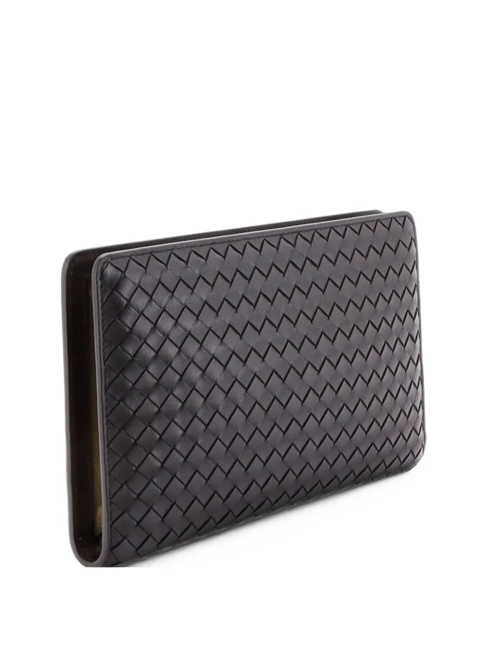 Bottega Veneta Pre-Owned Agenda Frame Intrecciato Leather clutch bag - Braun
