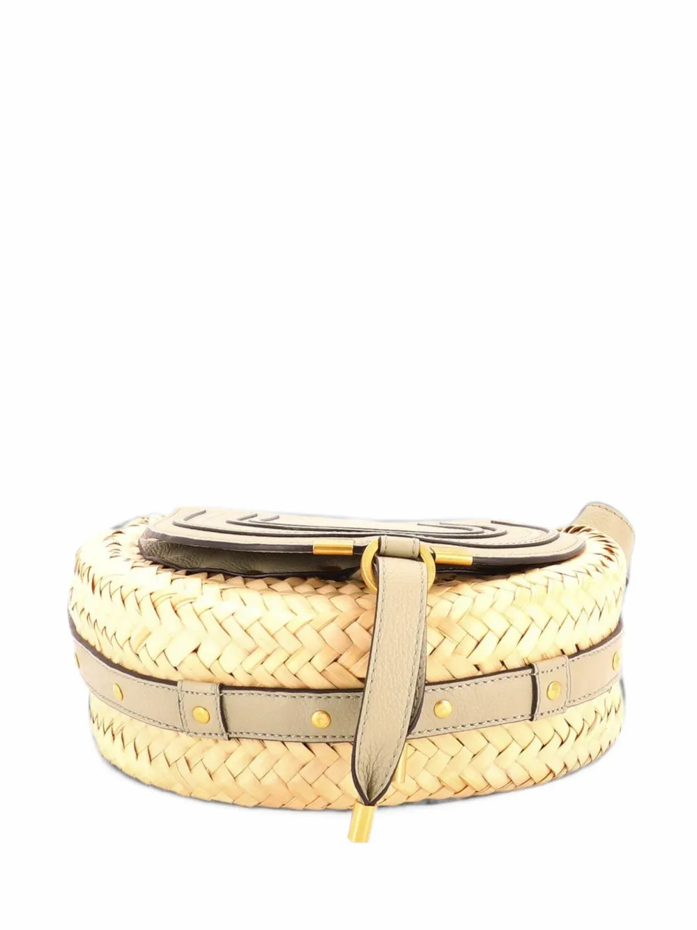 Chloé Pre-Owned Marcie Basket Raffia and Leather Small crossbody bag - Grün