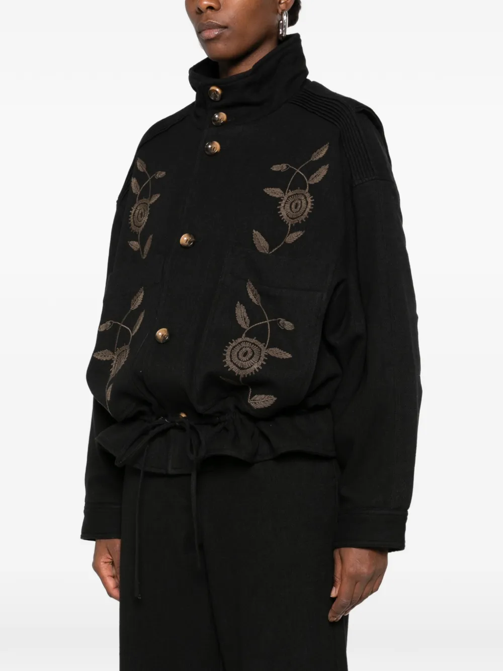 Antik Batik Aristide floral-embroidered jacket Grijs