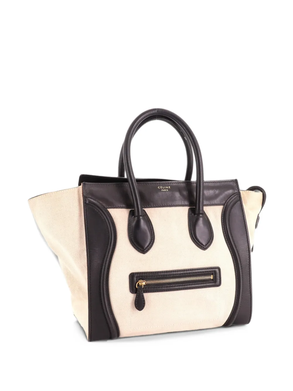 Celine Pre-Owned Luggage Bag Canvas and Leather Mini satchel - Nude