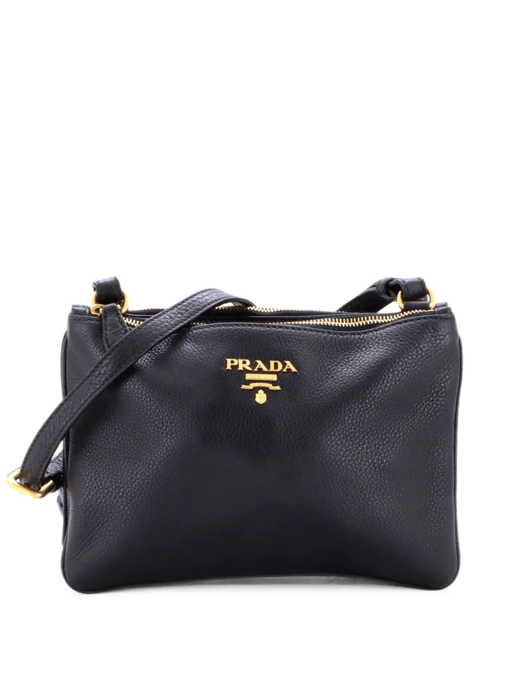 Prada Pre-Owned Double Zip Vitello Daino Small crossbody bag - Nero