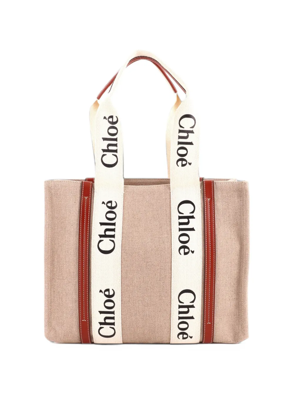 Chloé Pre-Owned Woody Canvas with Leather Medium tote bag - Nude