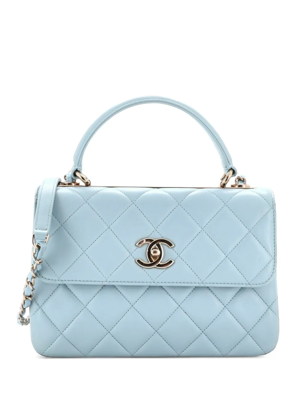 CHANEL Pre-Owned Trendy CC Top Handle Bag Quilted Lambskin Small shoulder bag - Blau