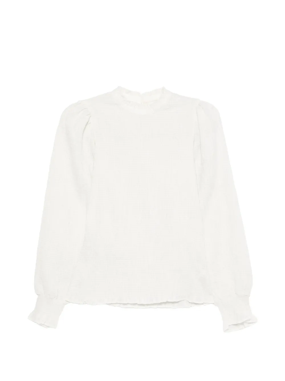 Antik Batik Angeli ruffled-trim smocked top - Bianco