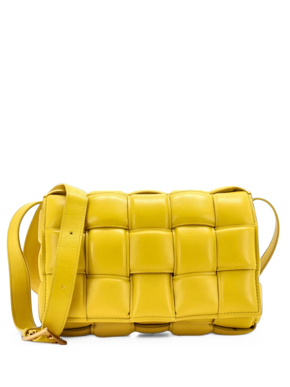 Bottega Veneta Pre-Owned Cassette Padded Maxi Intrecciato Leather crossbody bag - Yellow