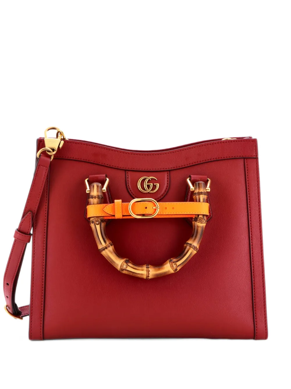 Gucci Pre-Owned Diana NM Bamboo Handle Leather Small tote bag - Rosso