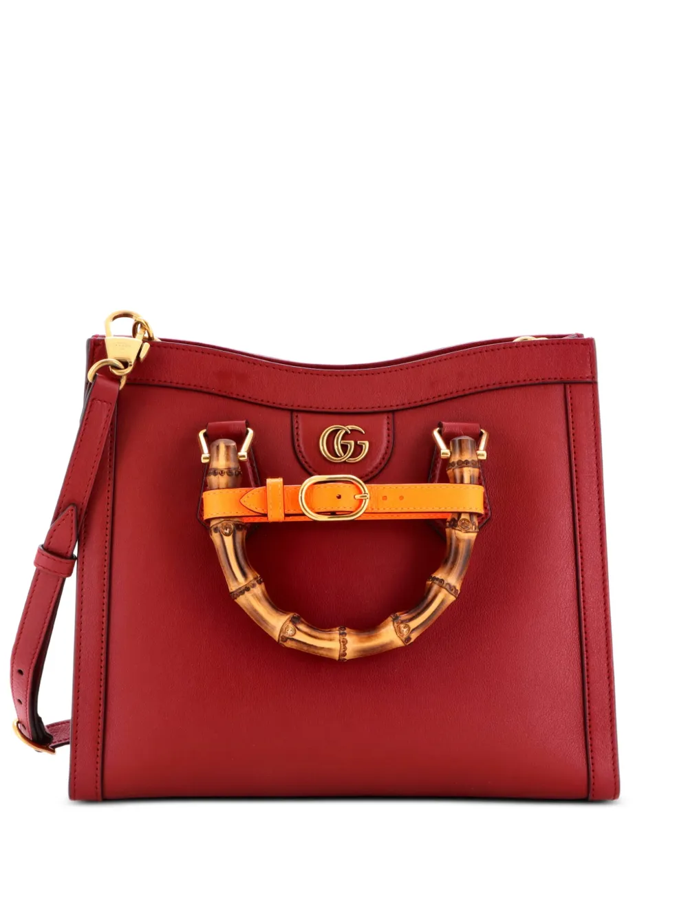 Gucci Pre-Owned Diana NM Bamboo Handle Leather Small tote bag - Rosso