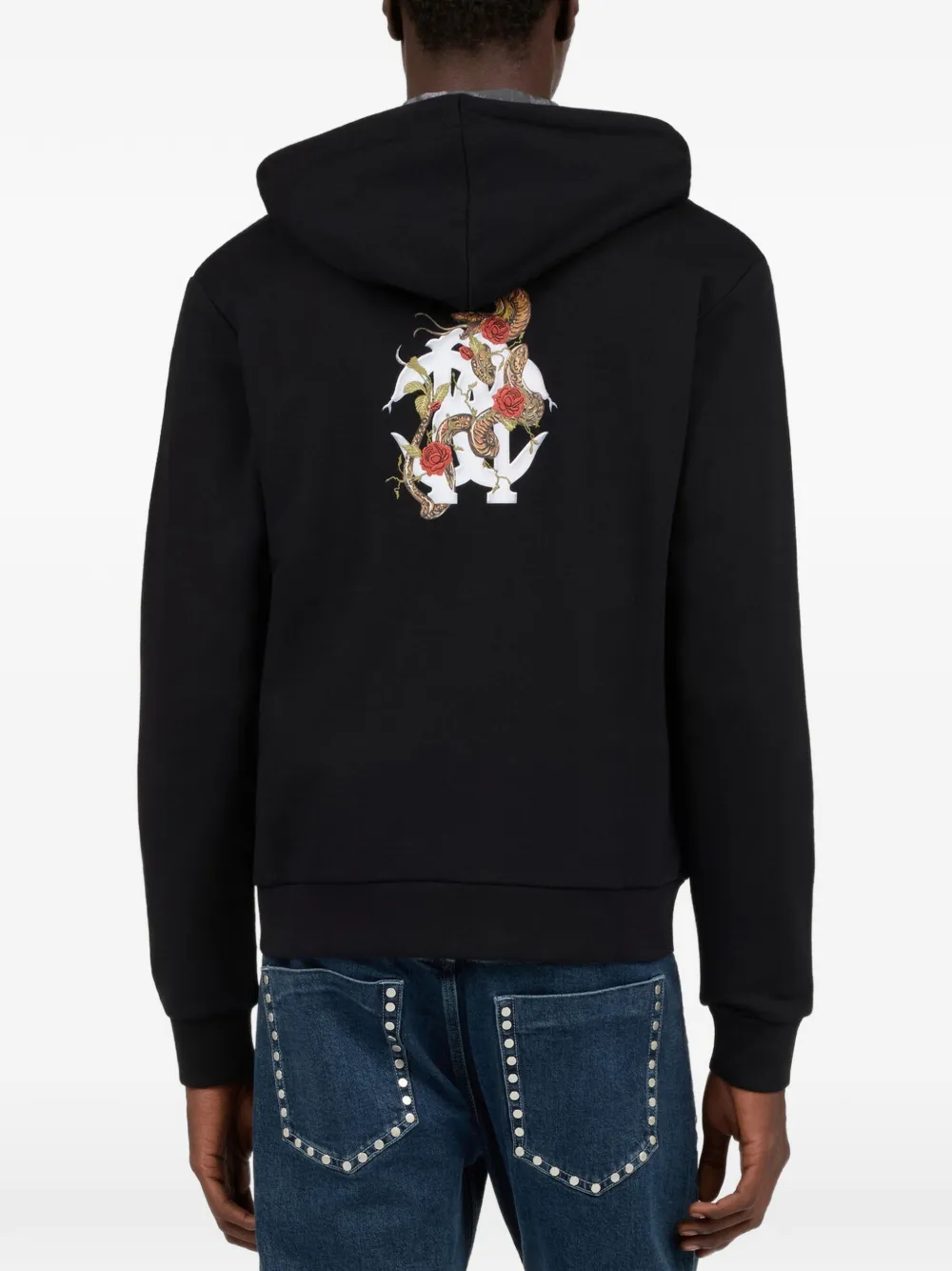 Roberto Cavalli logo-print zip-up hoodie Zwart