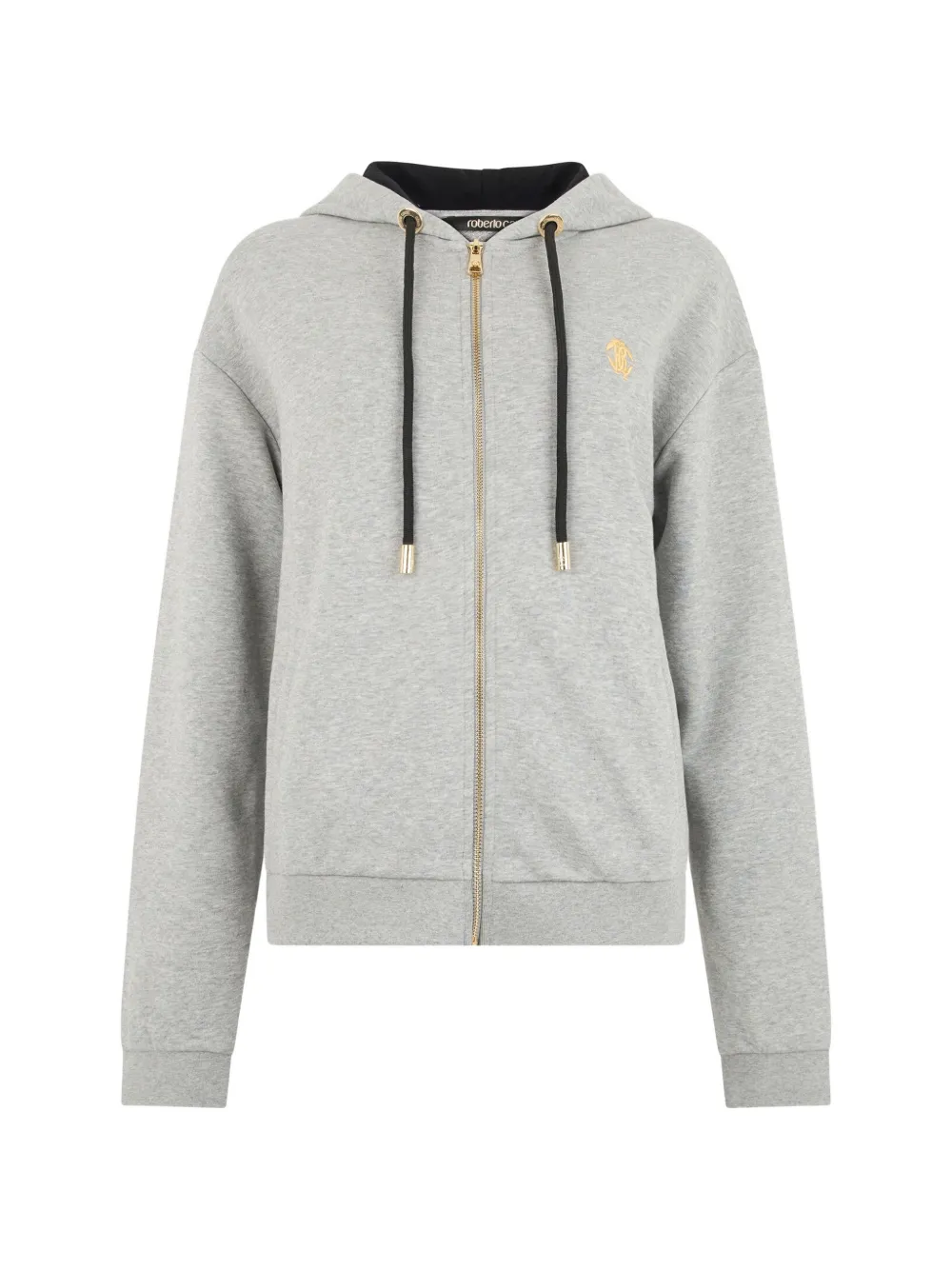 Roberto Cavalli leopard-print logo-embroidered hoodie - Grau