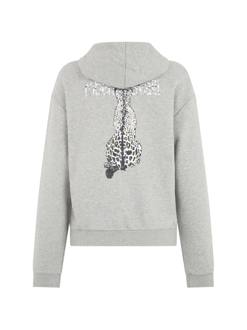Roberto Cavalli leopard-print logo-embroidered hoodie Grijs