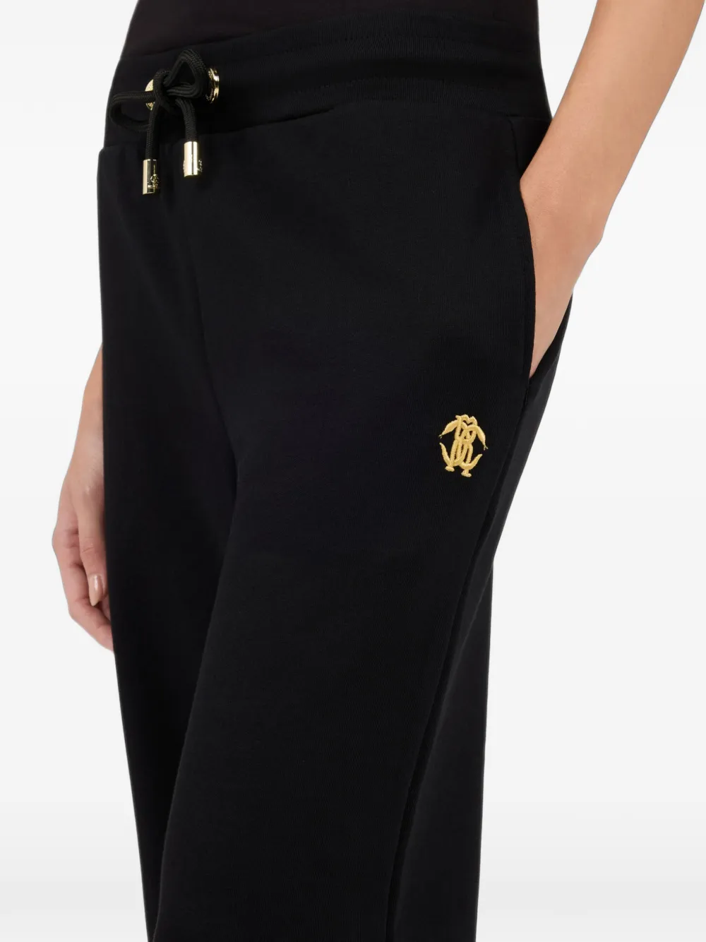Roberto Cavalli embroidered drawstring track pants Zwart