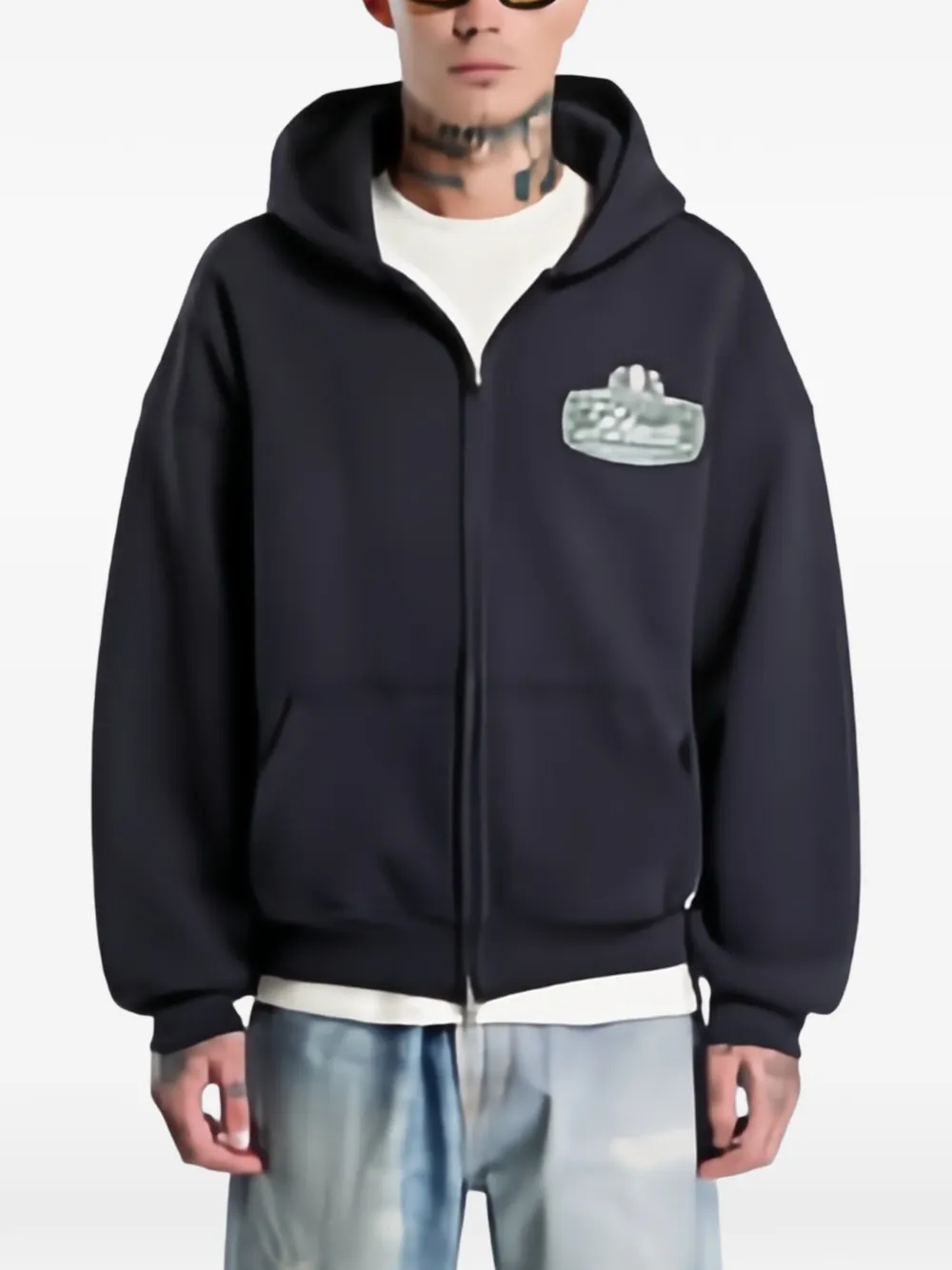 RHUDE Desert Crest zip-up hoodie Zwart