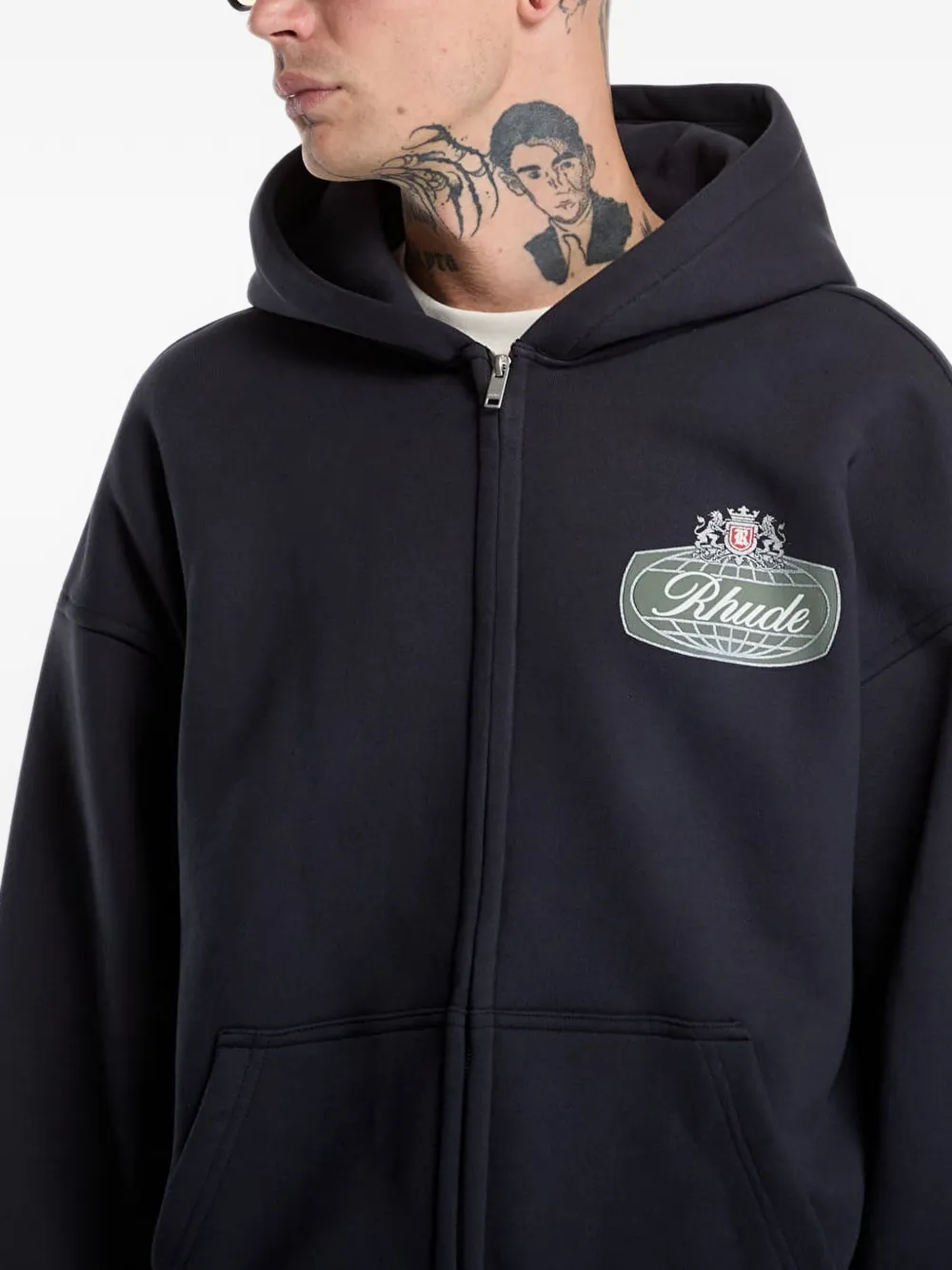 RHUDE Desert Crest zip-up hoodie Zwart