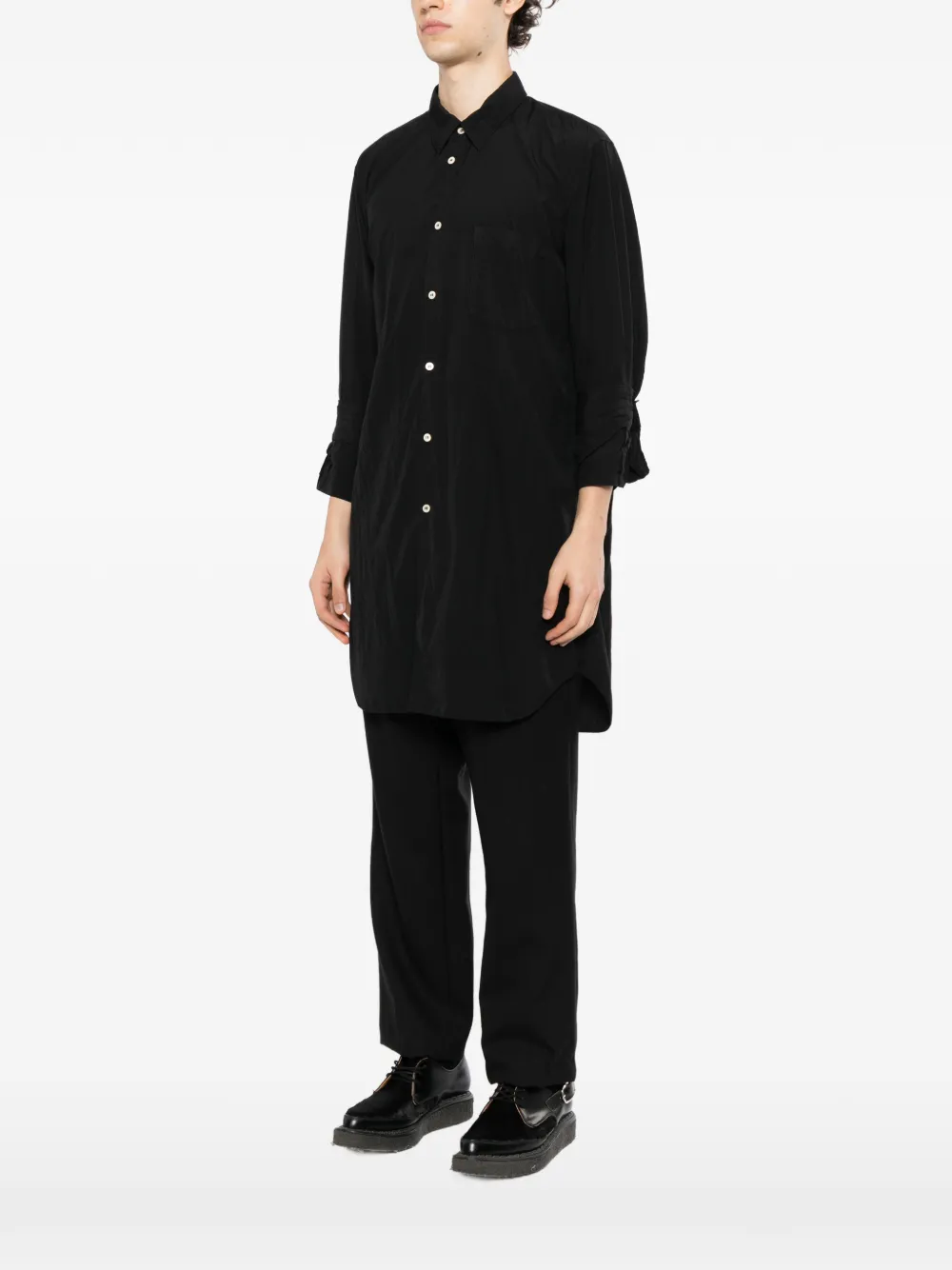 Comme des Garçons Homme Plus Lang overhemd met omgeslagen manchetten Zwart