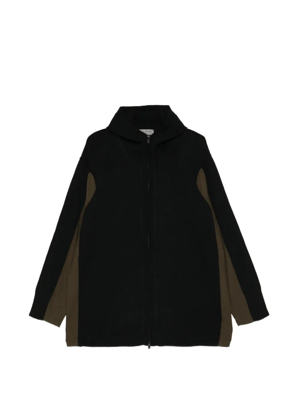 Yohji Yamamoto Tweekleurige hoodie met rits Zwart