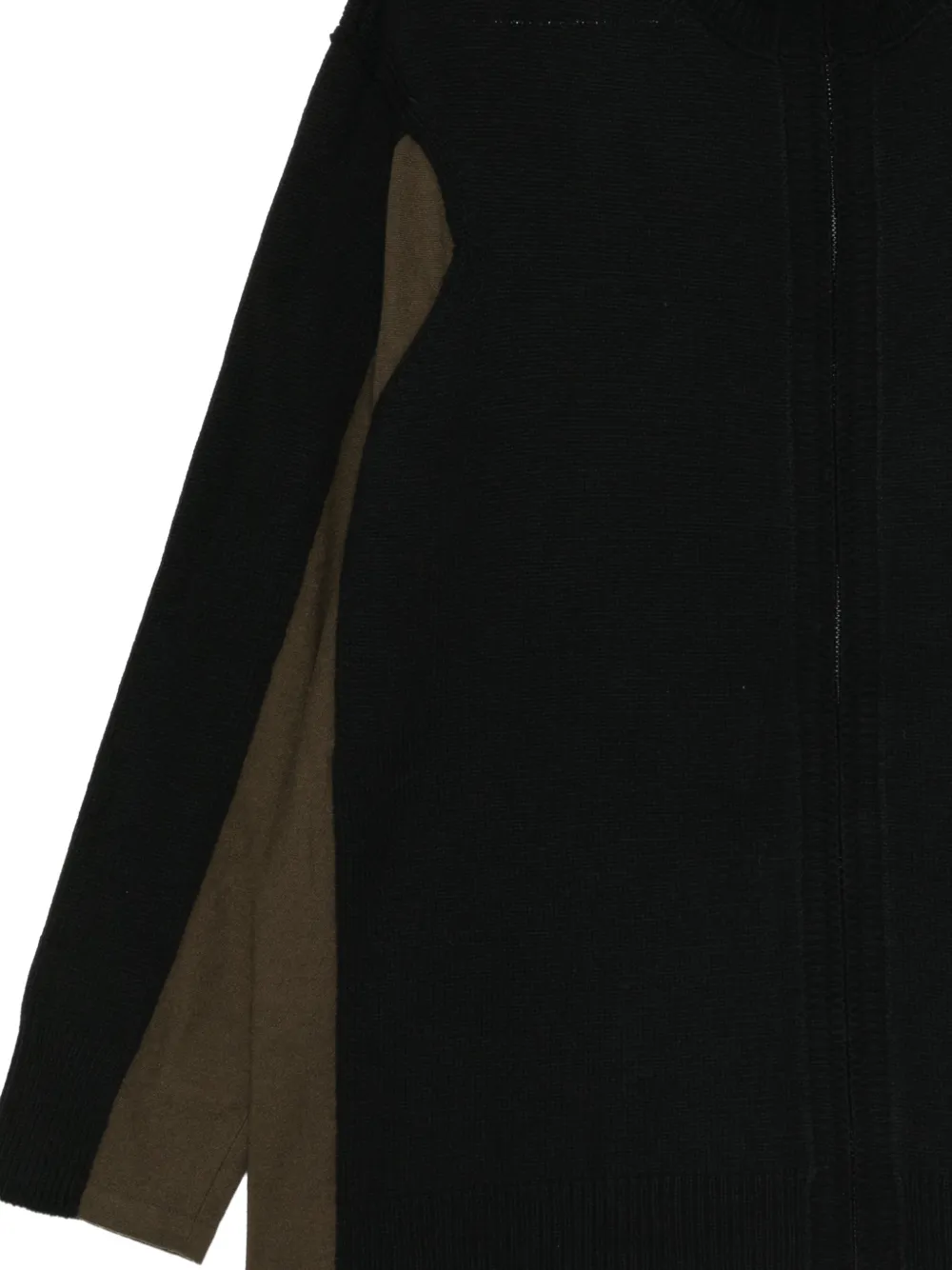 Yohji Yamamoto Tweekleurige hoodie met rits Zwart