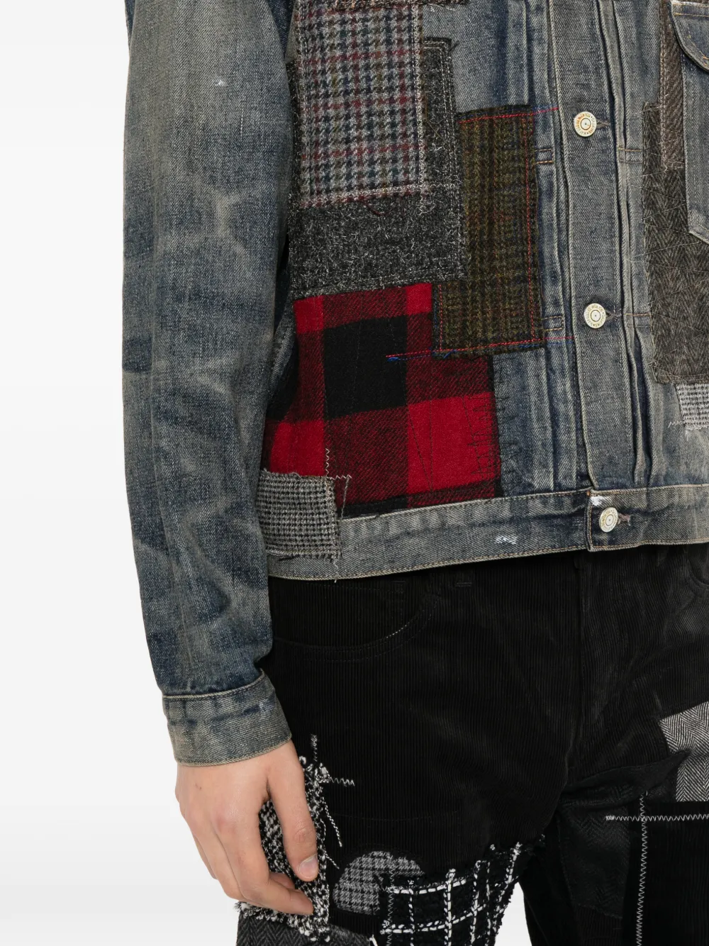 Junya Watanabe MAN x New Manual patchwork denim jacket Blauw