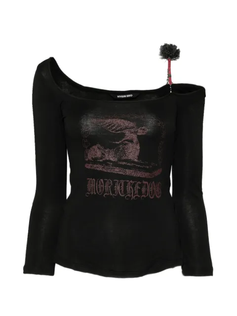 Hyein Seo graphic-print off-shoulder T-shirt