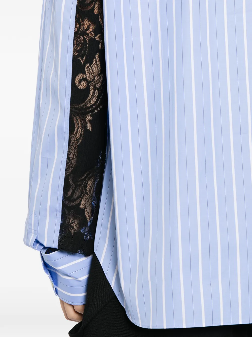 Comme des Garçons Homme Plus Gestreept overhemd met kanten vlakken Blauw