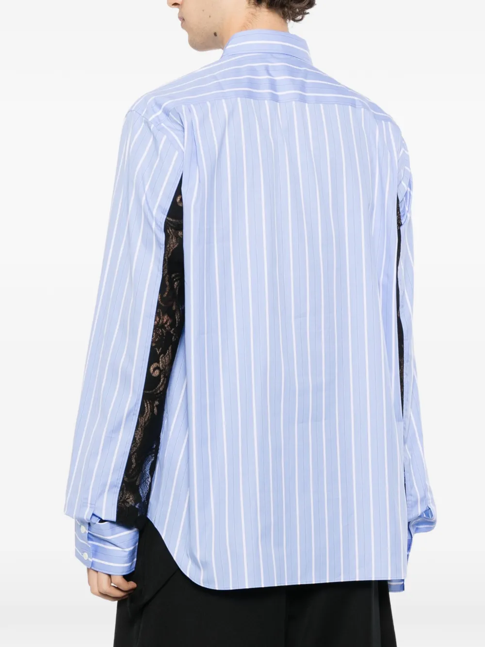 Comme des Garçons Homme Plus Gestreept overhemd met kanten vlakken Blauw