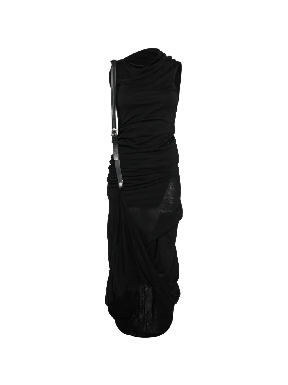 Hyein Seo leather-strap midi dress - Nero