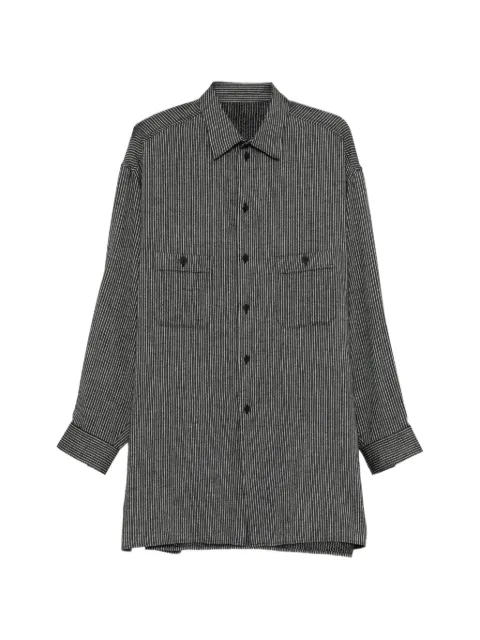 Yohji Yamamoto melange vertical-stripe long-line shirt