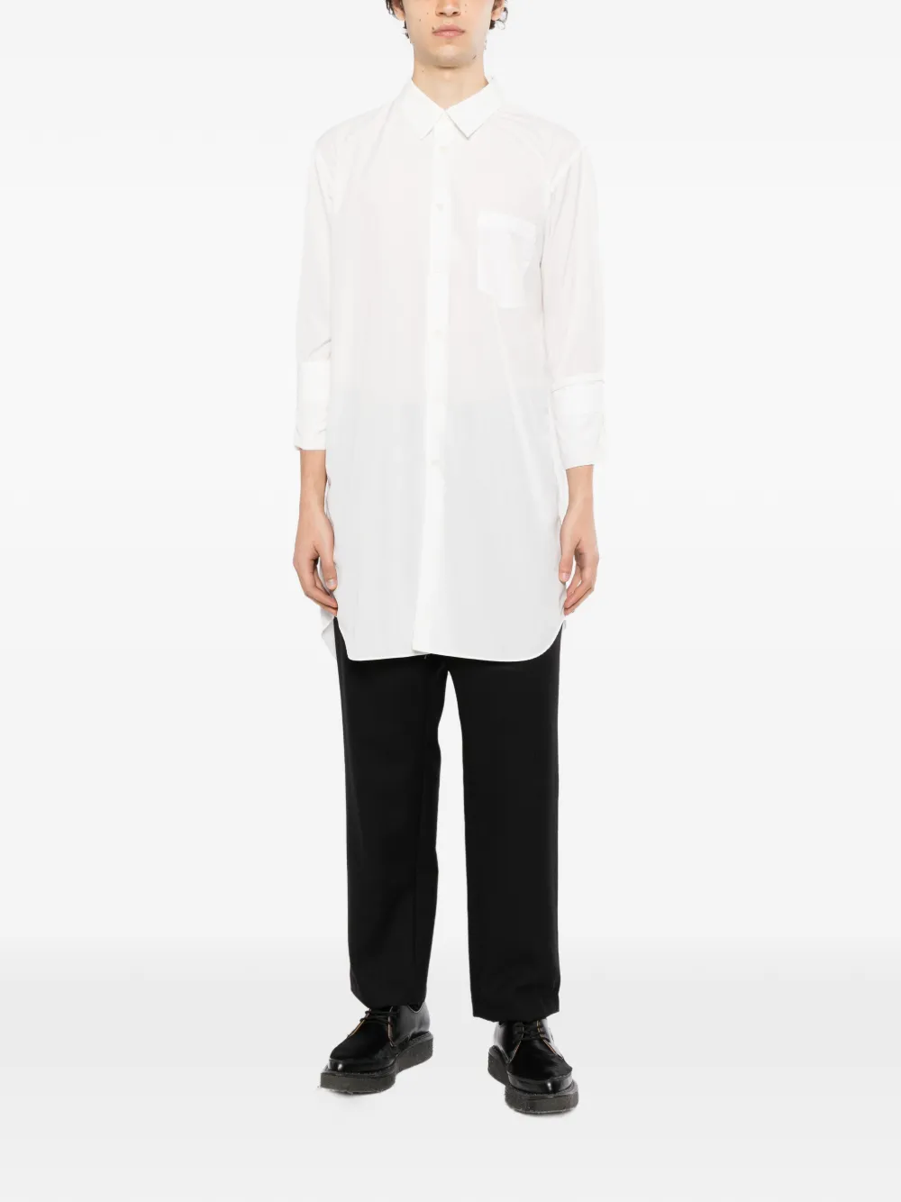 Comme des Garçons Homme Plus folded-cuff longline shirt Wit