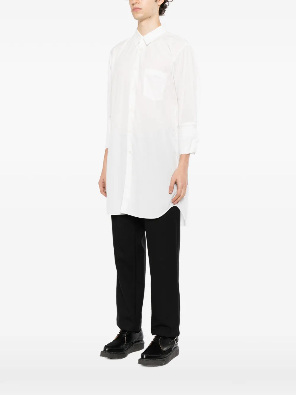 Comme des Garçons Homme Plus folded-cuff longline shirt Wit