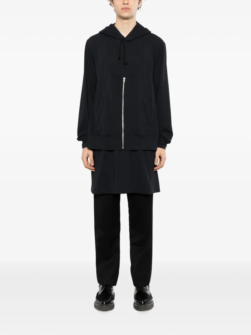 Comme des Garçons Homme Plus Gelaagde hoodie met rits Zwart
